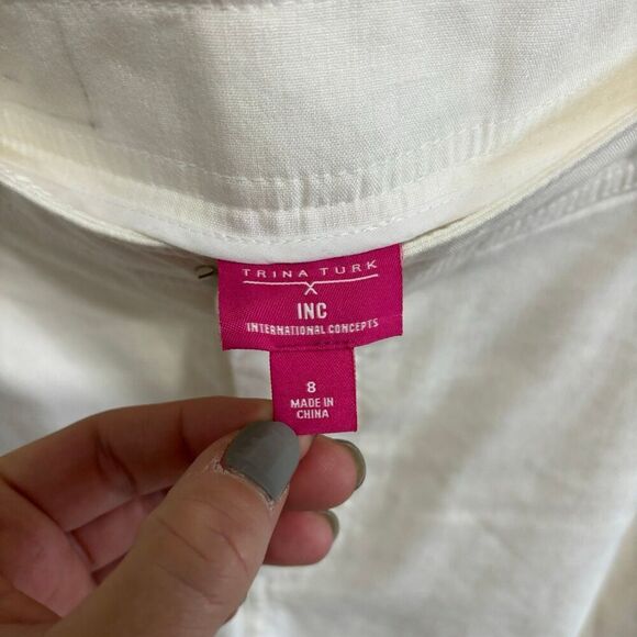 Trina Turk X INC Embroidered Linen Blend Pants - Picture 8 of 12